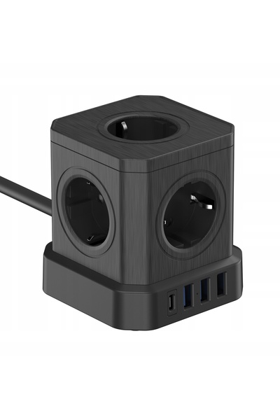 Newell Cablu prelungitor Kostka GaN Power Cube încărcător 9 în 1 5x AC 3x USB...