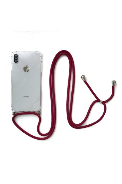 OEM Θήκη σιλικόνης TPU με πλαστικό και λουράκι ώμου για iPhone XS / X - Κρασσ...