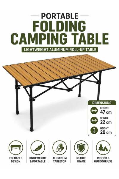 zeetwo Portable Folding Camping Table, Lightweight Aluminum Outdoor Table wit...