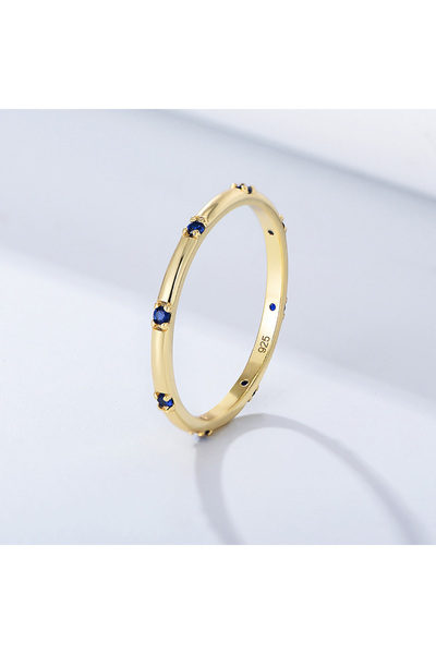 Choice3 5 Gold Blue 925 Sterling Silver Round Simple Plain Multi Color Zircon...
