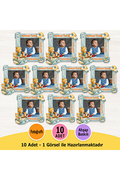 wonderlike 10 Adet Küçük Prens Temalı Fotoğraflı Ahşap Doğum Günü Magnet