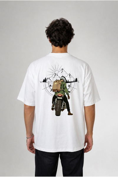 cesita Off Road Printed Cotton White T-Shirt T-Shirt