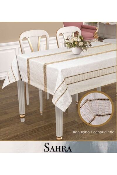 Ceki Home 160X260 cm Kapicino Sahra Polyester Openwork Linen Tablecloth Table...