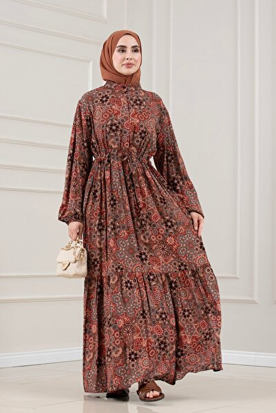 Sevitli Beli Tünelli Viscon Esra Dress-Mink