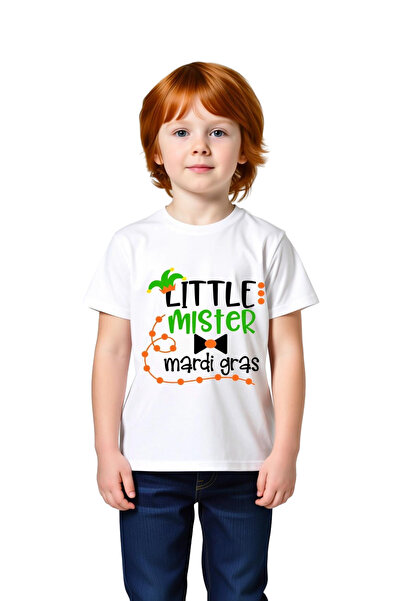 PayBuy Boy's Mardi Gras Printed T-Shirt Colorful Hat Bow Detail Casual Comfor...