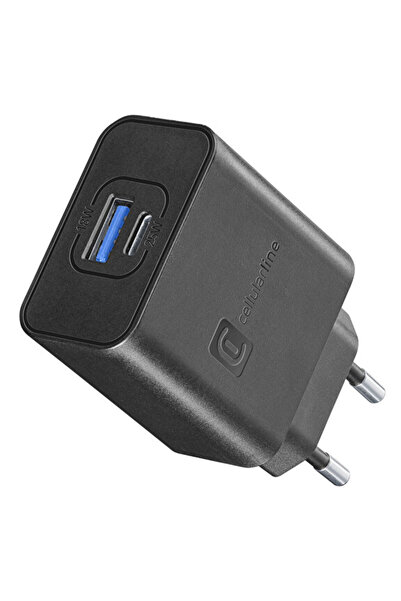 Cellular Line Achsmusb2pd25wk Siyah Çift Bağlantı Noktalı 25w Şarj Cihazı
