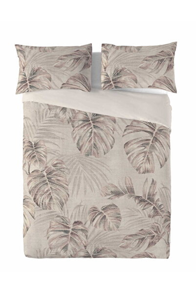 Matex Lenjerie de pat din in Imprimeu in 160x200 Frunze de Monstera 01