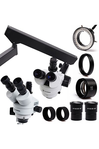 TECHREBAL Microscop stereo trinocular 22H + iluminare 56x + lentilă de protec...