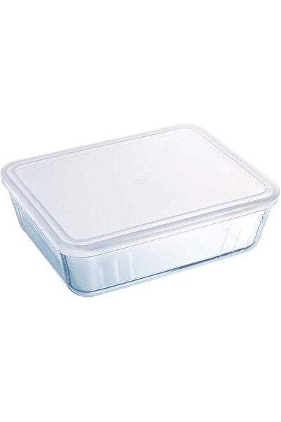 Pyrex وعاء/طبق/حاوية زجاجية مستطيلة شفافة للطهي والتجميد مع غطاء بلاستيكي سعة...