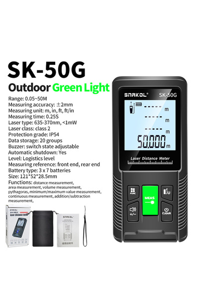 Choice SK-50G Snakol Laser Tape Measure 120M Green Laser Distance Meter High ...
