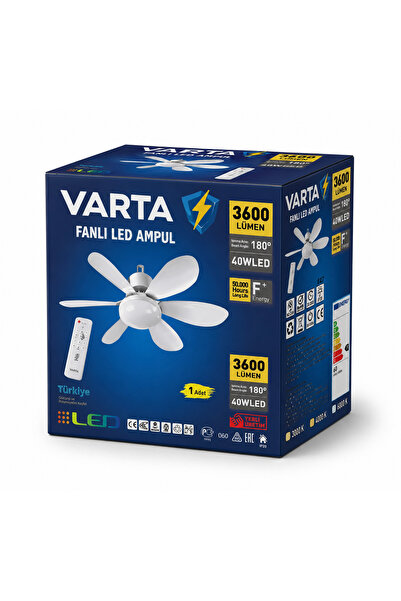 Varta Fanlı led ampul E27 kumandalı 40W 6 kanat pervane ampul 3 kademeli tava...