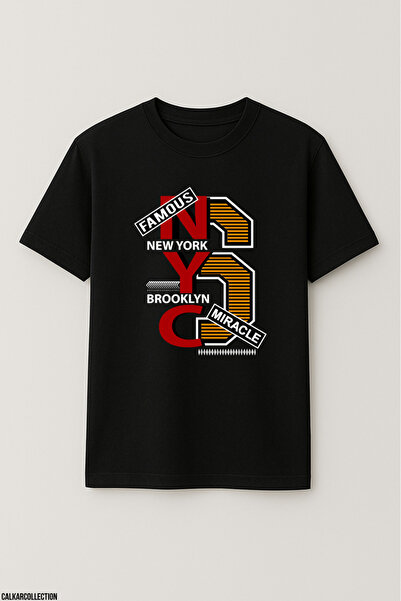 CALKARCOLLECTION Unisex Oversize Nyc Brooklyn Street Tshirt