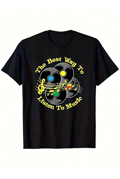 NOURAM Retro Vinyl Record Graphic T-Shirt Men - The Best Way Listen To Music ...