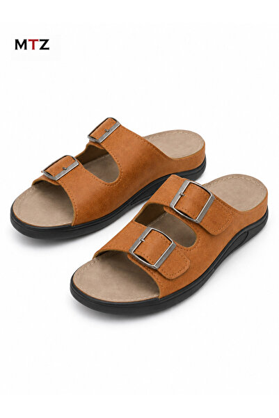 mtz Men's Double Buckle Slide Sandals, Two-Strap Open Toe Slip-On Shoes with ...