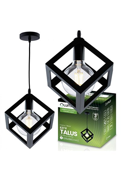 Lumiled Lampă suspendată de tavan LED E27 TALUS, pătrată geometrică, Negru
