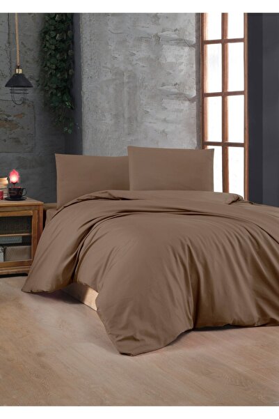 OEM Pillowcase set + pillowcase front, cotton, 135x200 cm + 80x80 cm, brown
