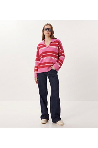 fujya Tricotaj supradimensionat, multicolor, cu guler polo, Elite