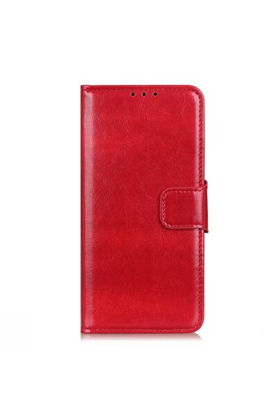 OEM Δερμάτινη Θήκη Πορτοφόλι με Βάση για iPhone 12 mini - Κόκκινο