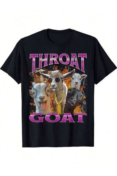 23ERVA تي شيرت شوي المطبوع بتصميم "Throat Goat" Y2K - ترفيه للبالغين، بأكمام ...