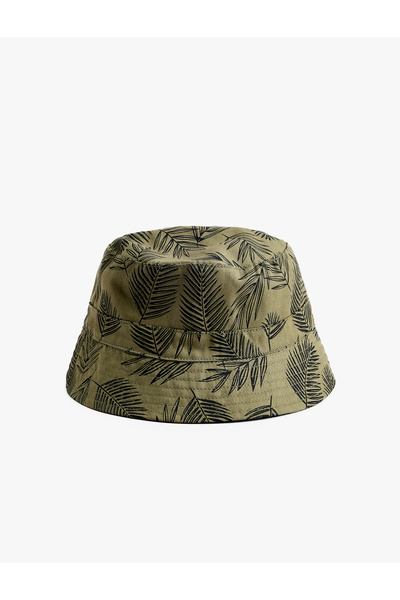 Koton Cotton Leaf Patterned Bucket Hat