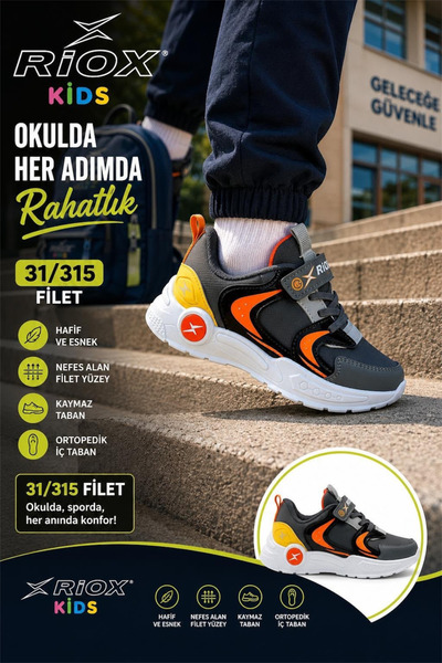 ALTUNTAŞ Boys' Velcro Non-Slip Sole Casual Sports Shoes Sneaker School Shoes