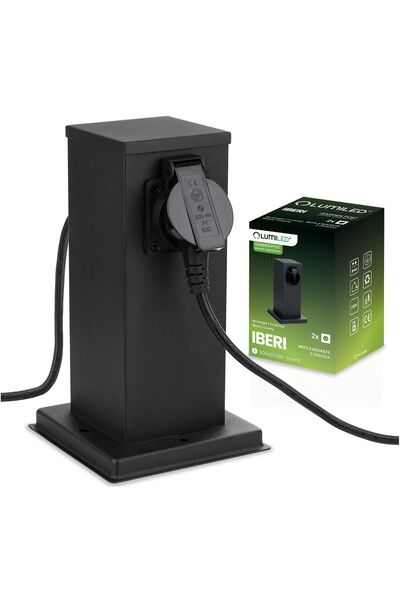 Lumiled IBERI Stâlp de grădină de exterior 230V 22cm 2x Priză electrică