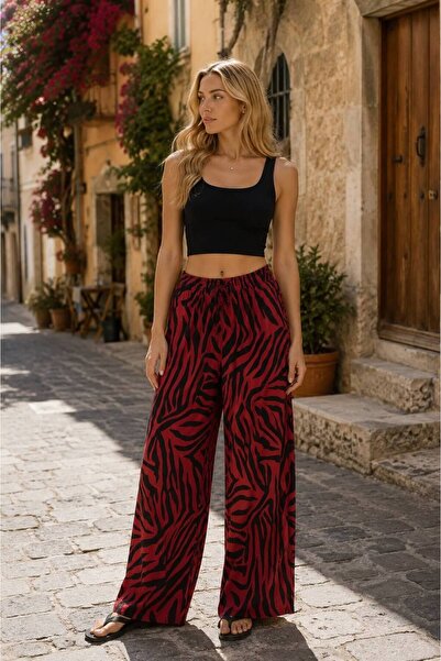 Derya Kurşun Wide Leg Pants with Elastic Waist 025-016