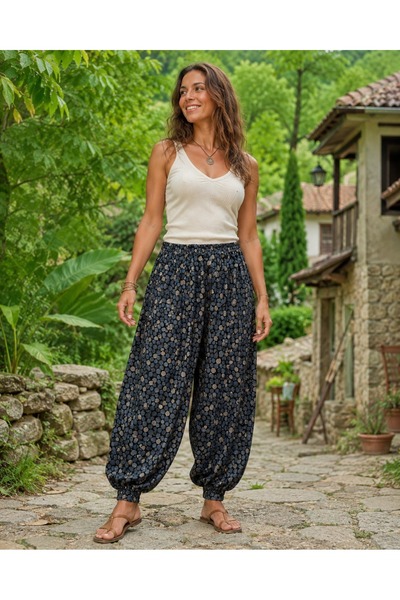 Derya Kurşun Patterned Cuffed Shalwar Trousers 0527-020