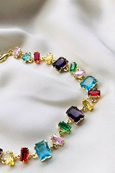 Sekiz2 Colorful Zircon Stone Stainless Steel Women's Bracelet