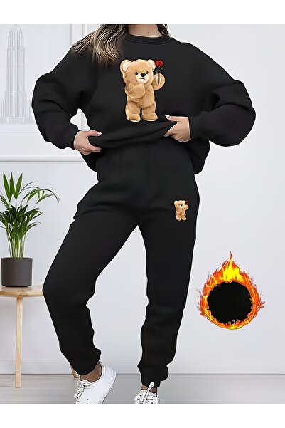 darkopia Unisex Men's and Women's Teddy Bear Printed 3 Thread Crew Neck Track...