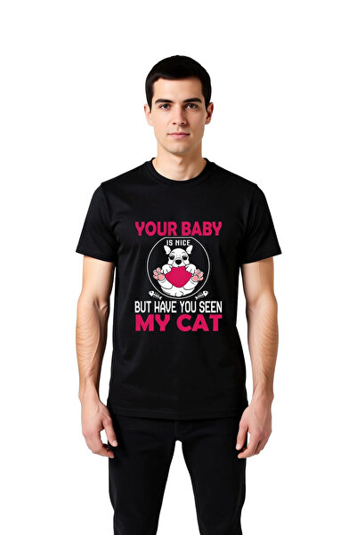 PayBuy Men's 100% Cotton Cat Printed Graphic T-Shirt Short Sleeve Round Neck ...