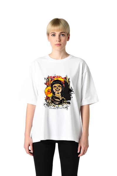 PayBuy Tricou supradimensionat pentru femei, cu imprimeu cu portret gotic cu ...