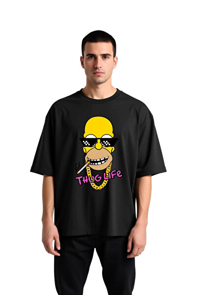 PayBuy Men's Oversize Graphic Printed T-Shirt Street Culture Themed Cartoon D...
