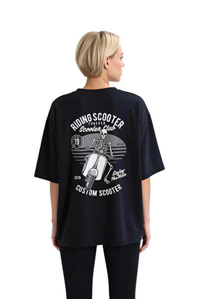 PayBuy Γυναικείο μπλουζάκι Oversize Scooter Club με στάμπα, κοντό μανίκι, στρ...