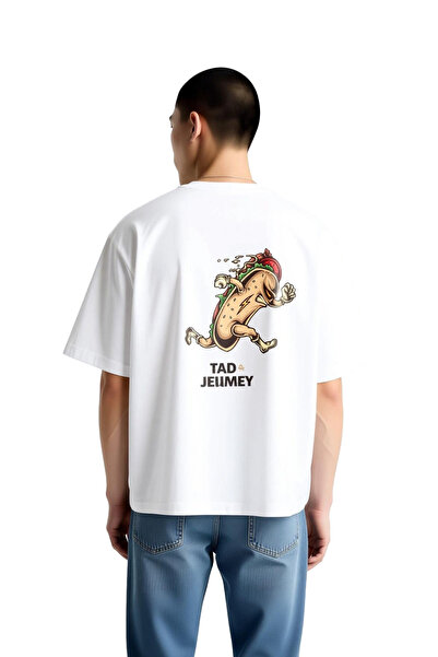 PayBuy تي شيرت رجالي كبير الحجم مطبوع بتصميم Running Sausage Design