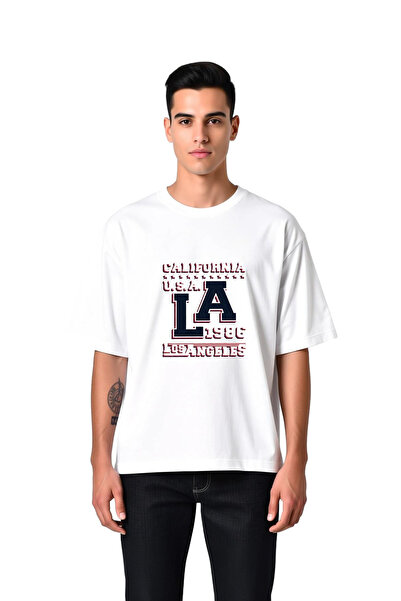 PayBuy Men's Oversize T-Shirt Retro Los Angeles Printed Vintage Style Relaxed...