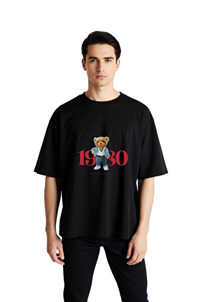 PayBuy Men's Oversize T-Shirt 100% Cotton Retro Graphic Printed Bear Pattern ...