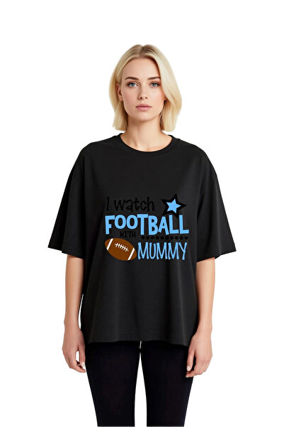 PayBuy Tricou supradimensionat cu imprimeu de fotbal pentru femei, cu model d...
