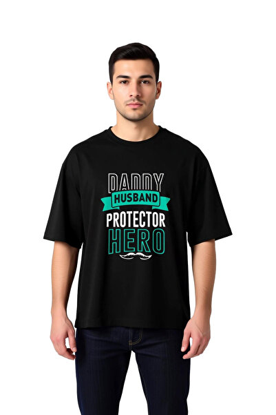 PayBuy Men's Oversize Dad Husband Protector Hero Printed T-Shirt Daily Casual...