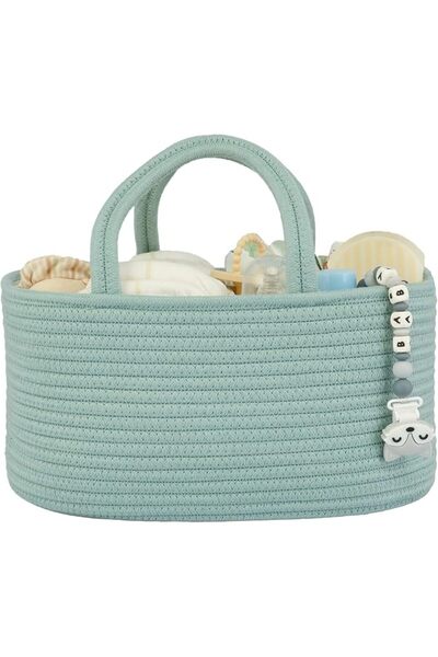 GENERAL Large Baby Diaper Caddy Organizer for Girl Boy Rope Nursery Storage B...
