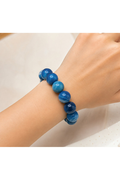 best bioenerji taş terapi Blue Agate 10 mm Natural Stone Bracelet |   Certifi...