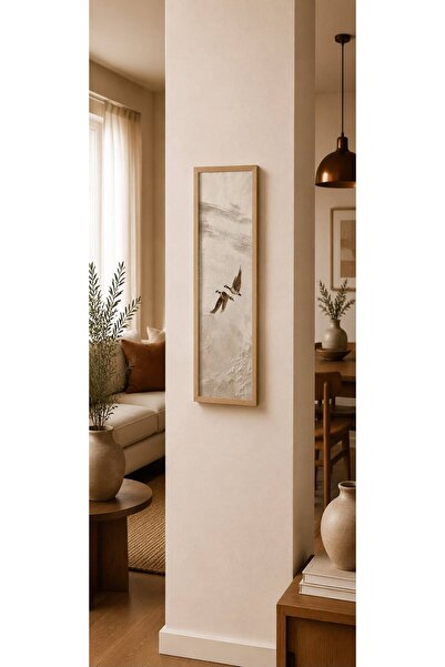 woodhomeworks Tek Parça Gerçek Ahşap dikey Panorama Çerçeveli Tablo