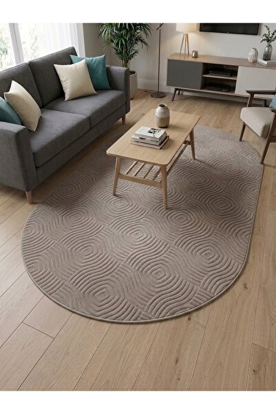 Merinos Elagans Joy Rölyef Bohem Kaymaz Taban OVAL Halı Yolluk Salon, Mutfak ...