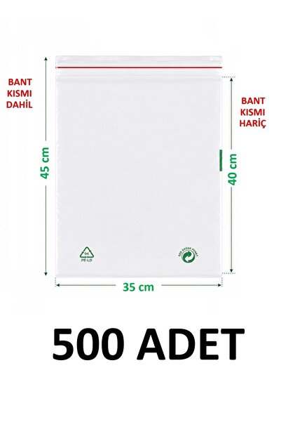 MTKardeşler 500 Pcs 35X40+5 cm Transparent Green Recyclable Adhesive Nylon Ba...
