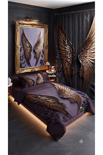 Elmas Dizayn 280*240 Cm. Special Design Single Bedding Set with Background Cu...