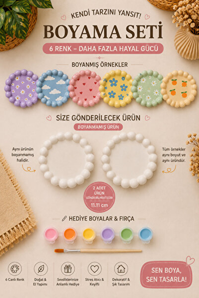 LORİCA Bardak altlığı 2’li Bubble Tabak Boyama Seti 11,11 cm | DIY Kendin Boy...