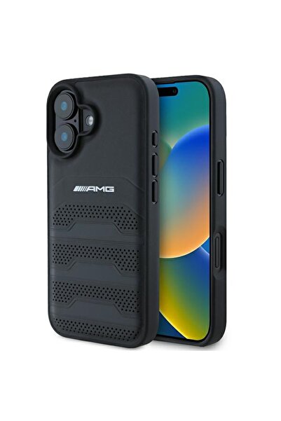 MERCEDES AMG AMHCP16SGSEBK iPhone 16 6.1 " μαύρη σκληρή θήκη Δερμάτινη με ανά...