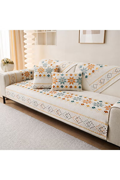 GGEROU Boho Chenille Sofa Cover Set 3 Piece Including 90x160cm Couch Protecto...