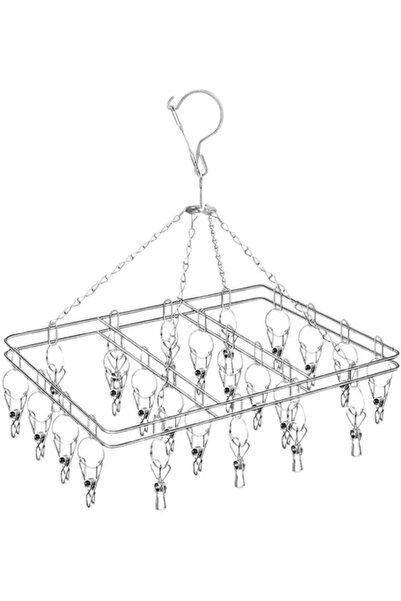 STARSTAR Stainless steel clothes rack with 20 clips, silver