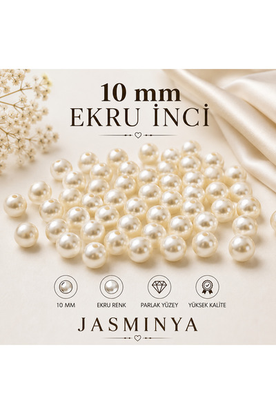 Jasminya 25 gr. Krem Lüks Plastik Delikli 10 mm İnci